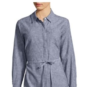 Vince Camuto Button Front Pinstriped Tunic Shirtdress